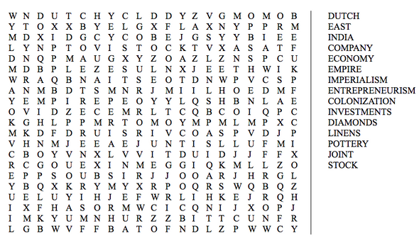 Dutch East India Company WORD SEARCH