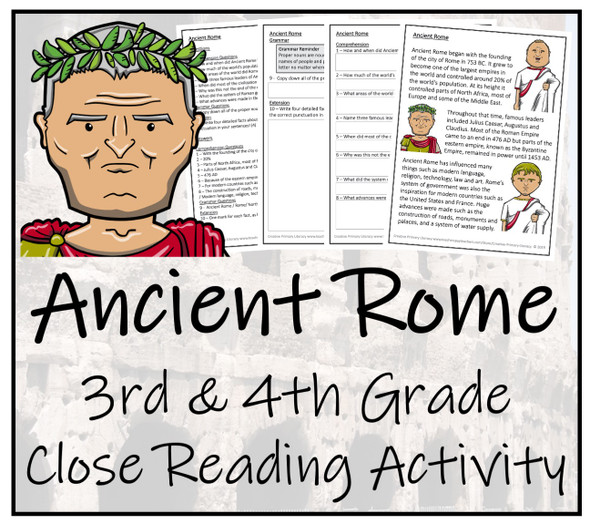 Ancient Rome Close Reading Activity | 3rd Grade & 4th Grade