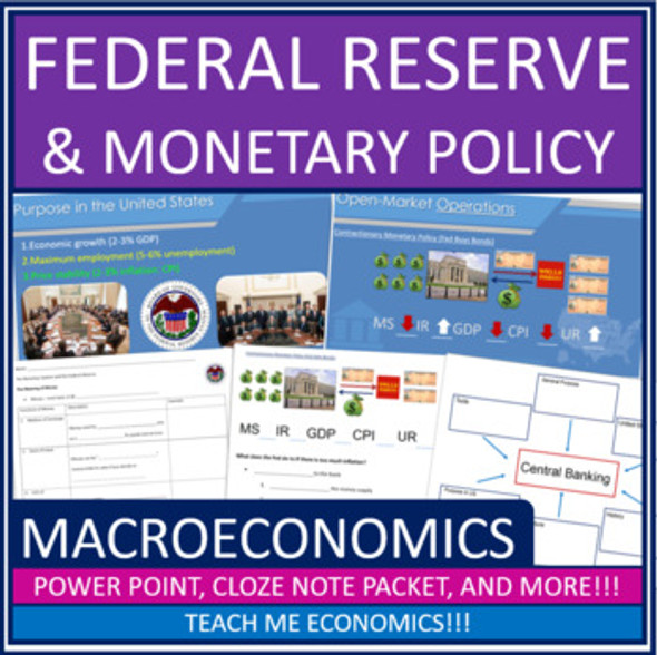 Federal Reserve Banking, Money, PowerPoint, Guided Note Packet Economics
