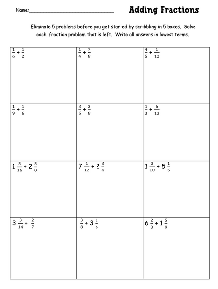 Fraction Operations Practice