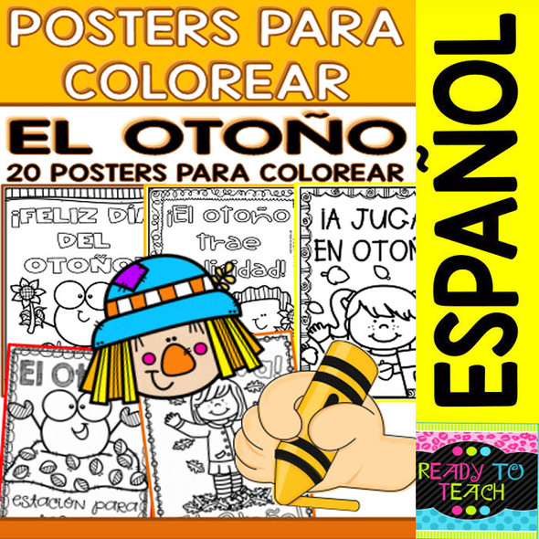 Coloring Posters in Spanish - Fall/Autumn/Otoño (20 posters)