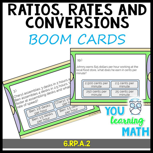 Ratios, Rates and Conversions Digital BOOM Cards + Printable Task Cards