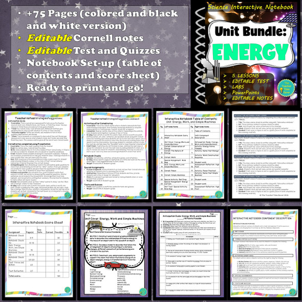 Energy Interactive Digital and Printable Notebook Bundle