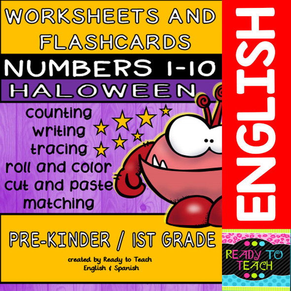 Halloween no-prep Printables and Flashcards (Numbers 1-10)