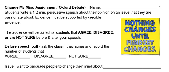 Change My Mind Assignment (Oxford Debate)