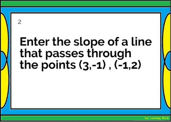 Finding the Slope of a Line given 2 Points: Task Cards - 24 Problems