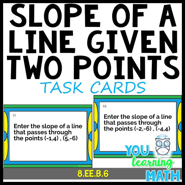 Finding the Slope of a Line given 2 Points: Task Cards - 24 Problems