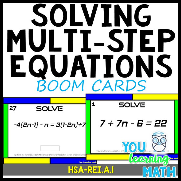 Solving Multi-Step Equations: Digital BOOM Cards- 30 Problems