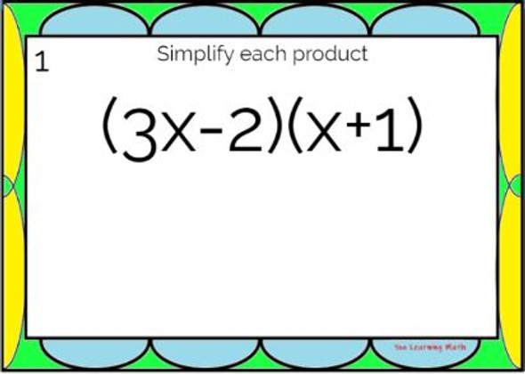 Multiplying by a Binomial- 20 Task Cards
