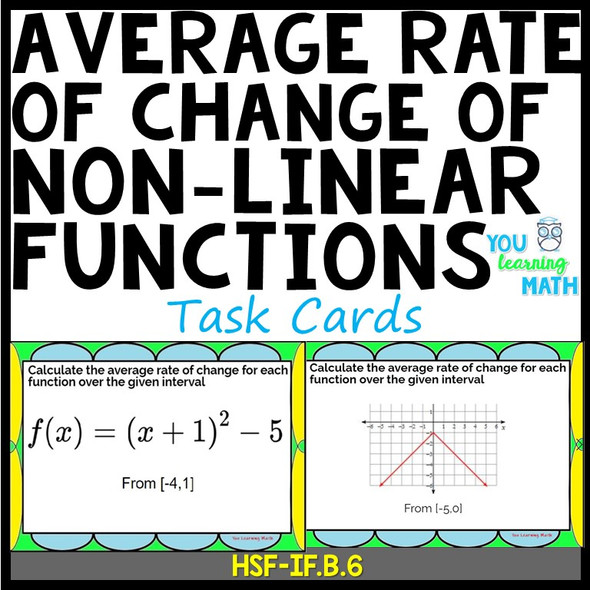 Average Rate of Change of Non-Linear Functions: Task Cards - 20 Problems