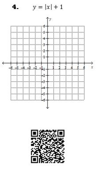 Graphing Absolute Value Functions: QR Code Activity - 16 Problems