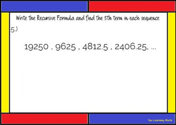 Geometric Sequences: Recursive and Explicit Formulas - Task Cards - 20 Problems