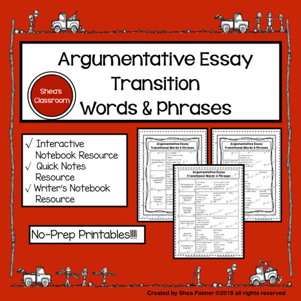 Argumentative Essay Traditional Words & Phrases Resource