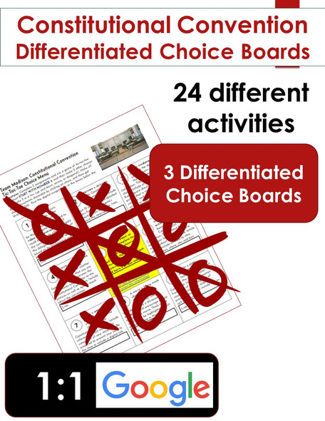 Constitutional Convention Choice Board Learning Menus (set of 3)