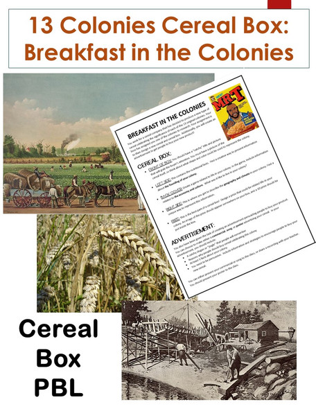 13 Colonies Cereal Box: Breakfast in the Colonies PBL