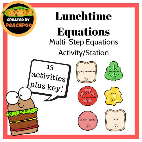 Lunchtime Equations - Multi-step Equations Activity