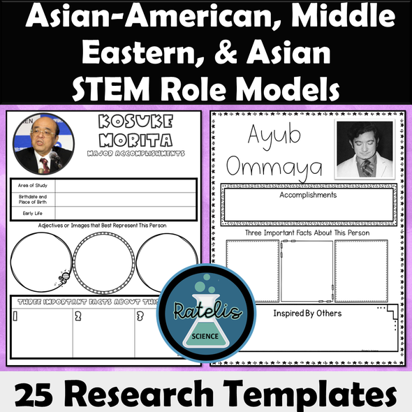 Scientist Biographies #3: 25 STEM Asian, Middle Eastern and Asian-American Scientists Research Template