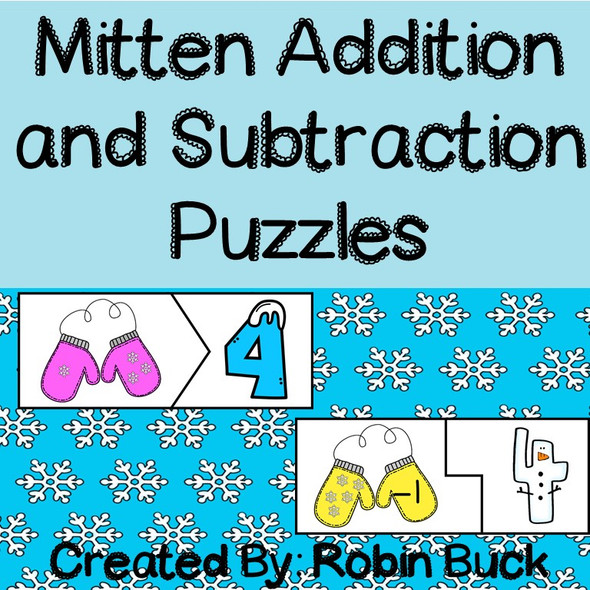 Winter Mitten Addition and Subtraction Puzzles