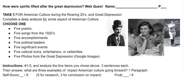 How were American Spirits Lifted After the Great Depression Take 5 Research