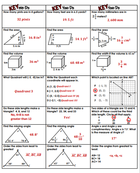 6th Grade Geometry Review- We-Do, You-Do Guided Class Activity