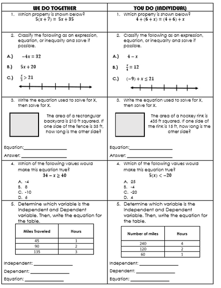 Mid-Year Spiral Review- Review Notes and Assignment