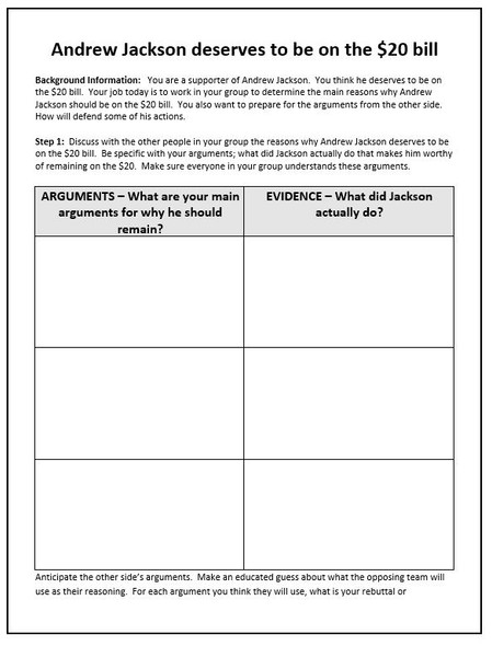 Andrew Jackson Jigsaw Debate - $20 Bill Argument