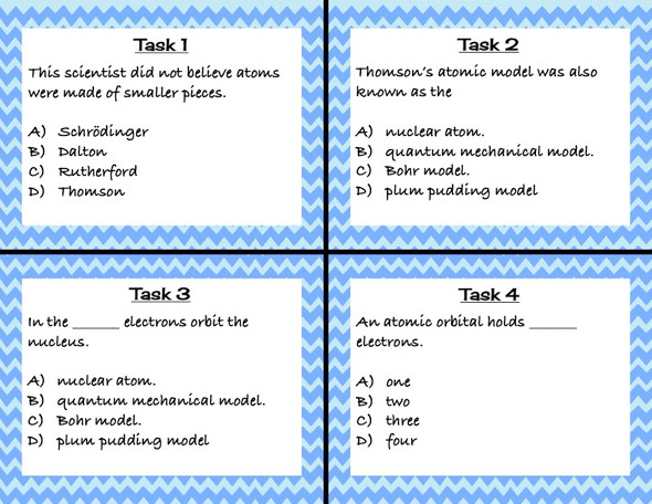 Atomic Model Task Cards