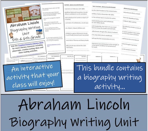 Abraham Lincoln  - 5th & 6th Grade Close Read & Biography Writing Bundle
