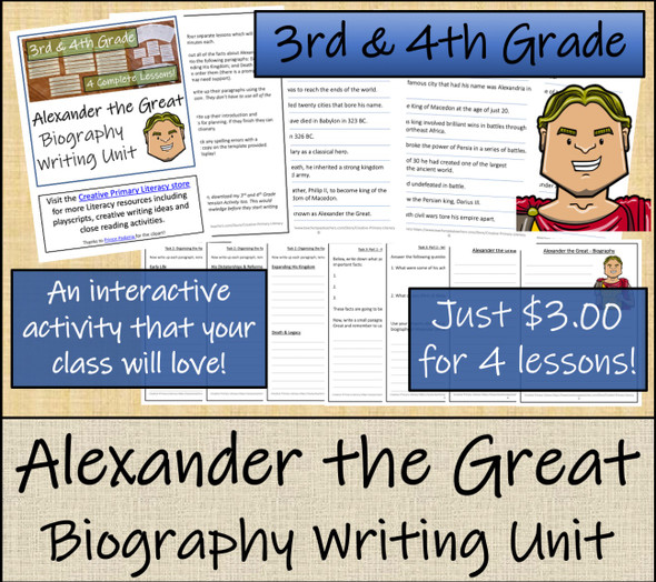 Alexander the Great - 3rd & 4th Grade Biography Writing Activity