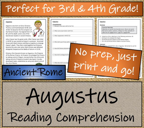 Augustus Close Reading Activity | 3rd Grade & 4th Grade