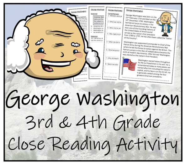 George Washington Close Reading Activity | 3rd Grade & 4th Grade