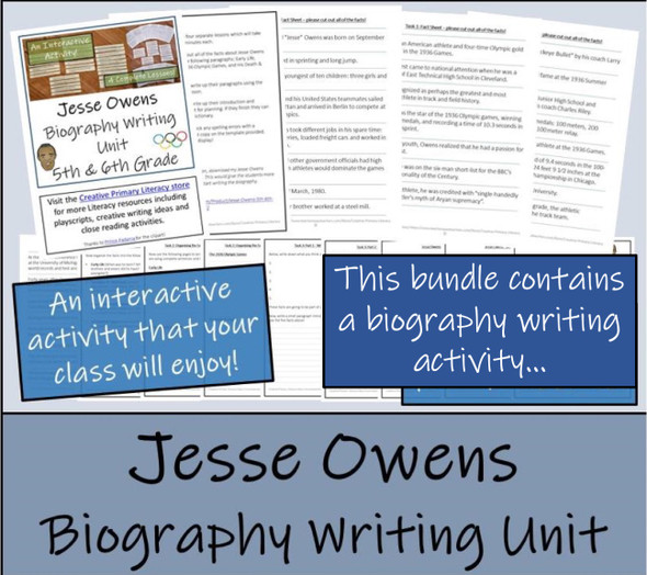 Jesse Owens - 5th Grade & 6th Grade Close Read & Biography Writing Bundle