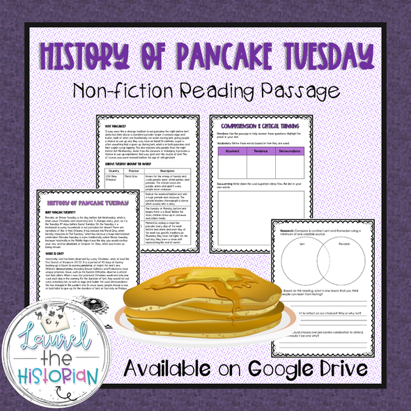 Pancake Tuesday Reading Passage with Critical Thinking Questions