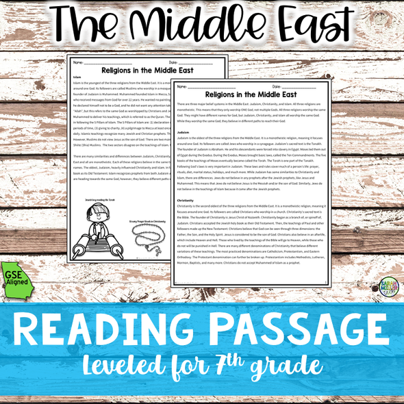 Religions in the Middle East Reading Packet (SS7G8c) 