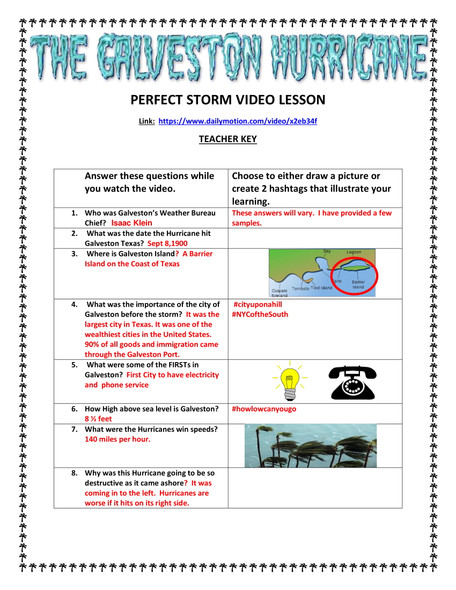 The Galveston Hurricane of 1900 Video Lesson - GOOGLE DOC