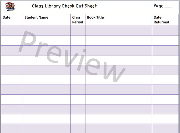 Classroom Library Checkout Sheet (All Grades) & Book Return Label