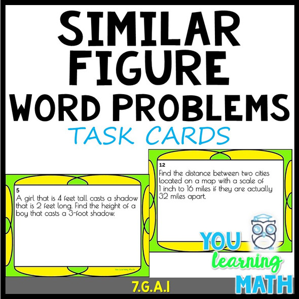 Similar Figure Word Problems: 18 Task Cards