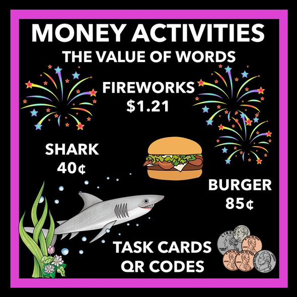 Money Activities and Game - 2nd and 3rd Grade - Task Cards - QR Codes