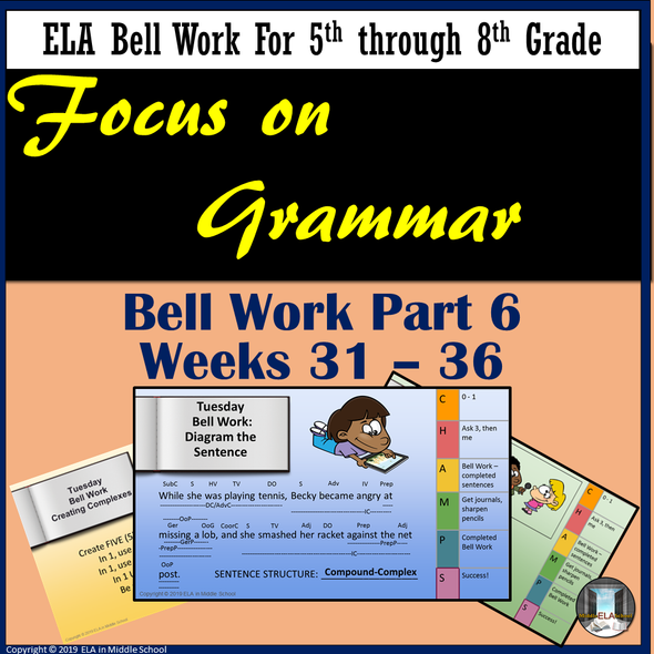 Focus on Grammar Bell Work and Bell Ringers - Part 6 Remote Ready Resource