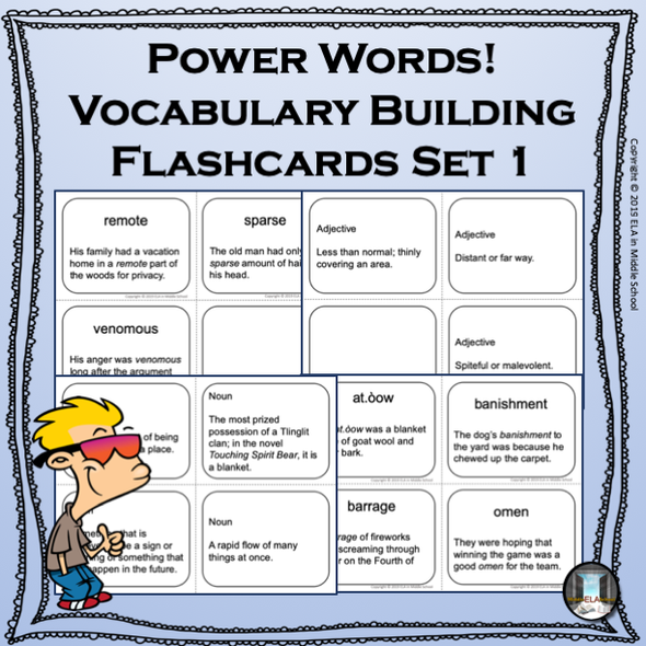  Power Words! Vocabulary Building Flashcards and Word Wall Set 1