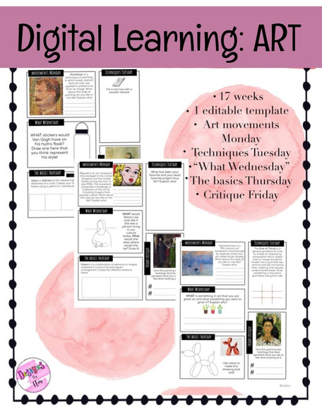 "Digital Learning: Art Packet" covers 16 weeks worth of material