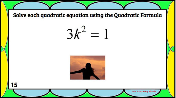 Solving Quadratic Equations using the Quadratic Formula: Google Slides Picture Puzzle