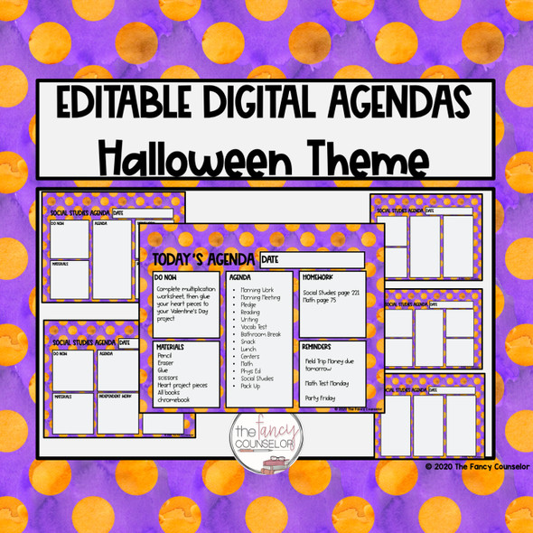   Editable Digital Daily Agendas Halloween fall Autumn Theme
