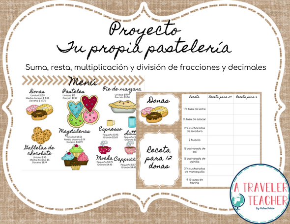 Proyecto tu propia pastelería. Fracciones y Decimales