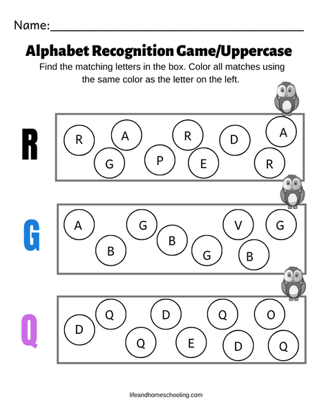 Uppercase recognition game