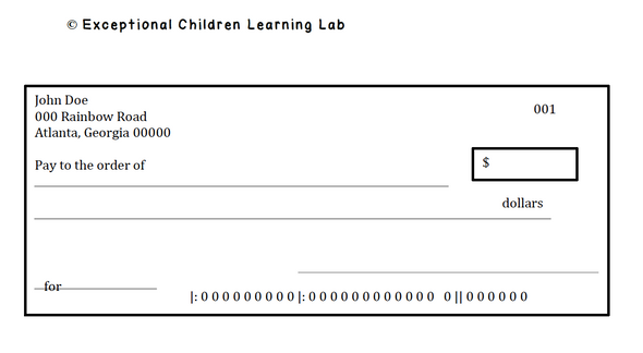 Life Skills- Writing Checks, MS and HS