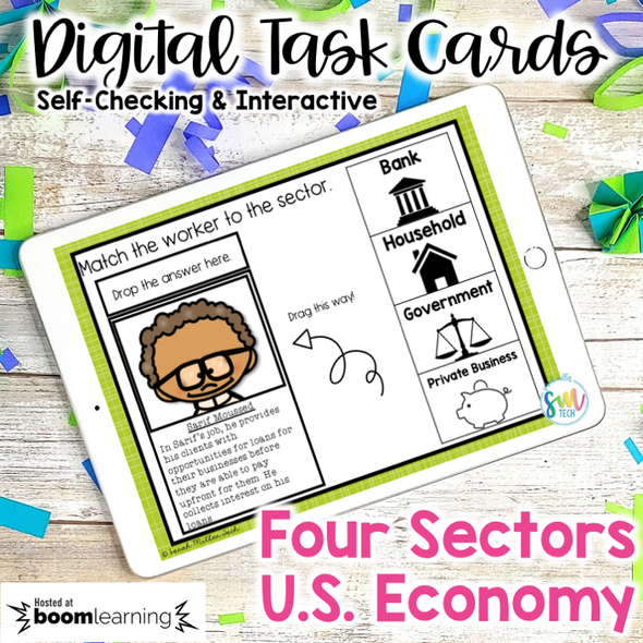 Sectors of U.S. Economy DIGITAL Task Cards | Boom Cards | DISTANCE LEARNING