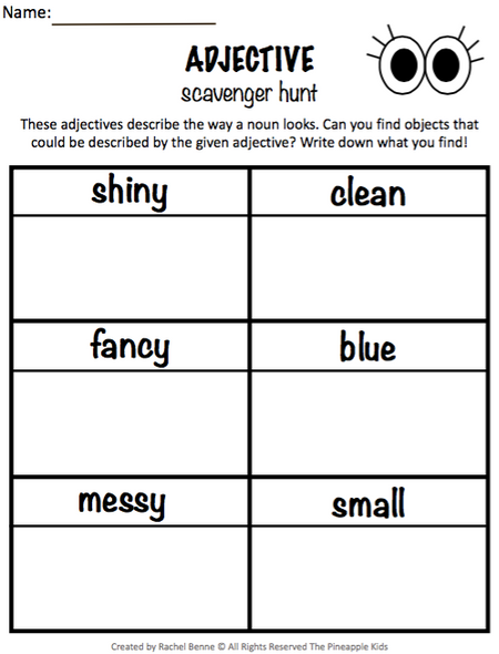 Adjectives | Scavenger Hunts based on the 5 Senses! Adjectives | Scavenger Hunts based on the 5 Senses!