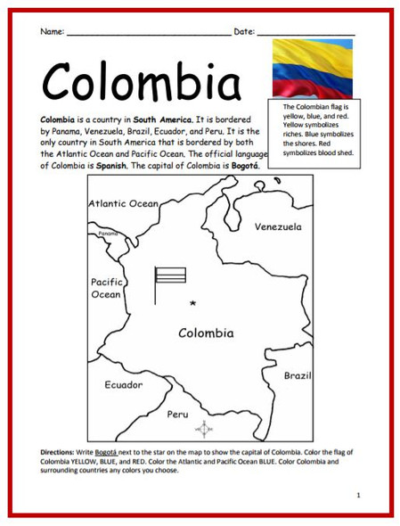 Color and Learn Geography - Colombia (FREE)
