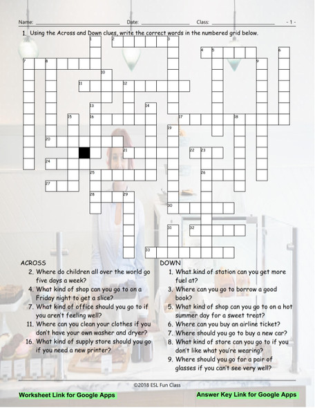 Places-Buildings Interactive Crossword Puzzle for Google Apps LINKS